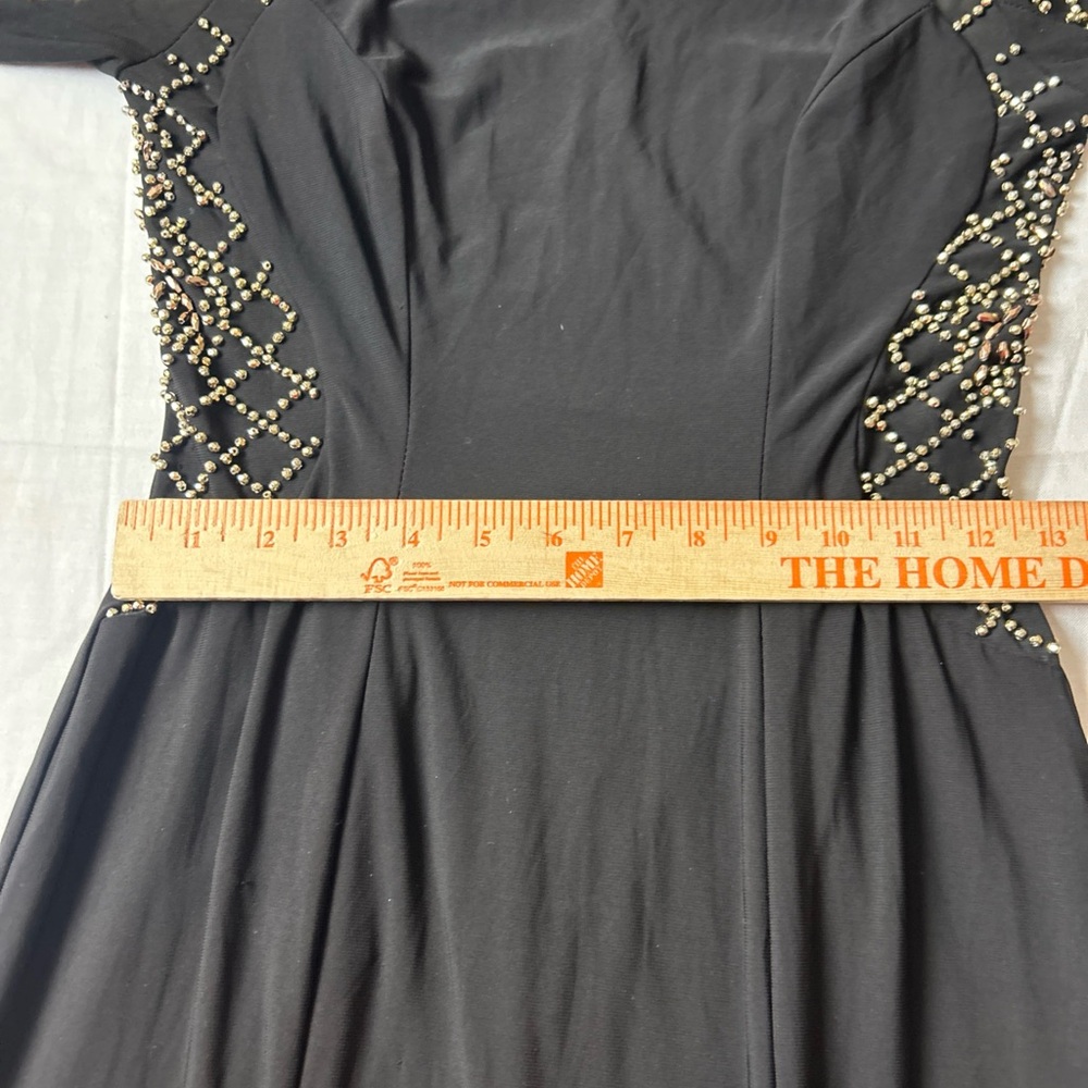 Xscape Black Long Sleeve Beaded Evening Dress - Picture 11 of 11